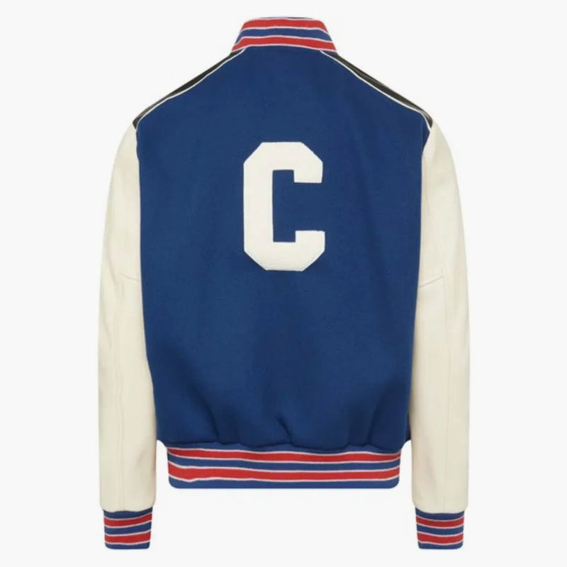 Celine överdimensionerad ull varsity jacka kobolt