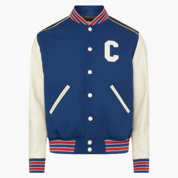 Celine överdimensionerad ull varsity jacka kobolt