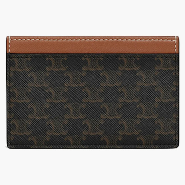Celine Print Triomphe Card Holder Tan