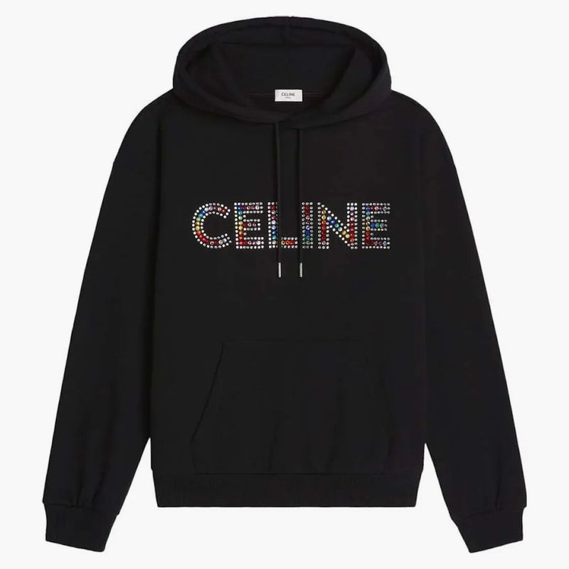 Celine Rhinestones Hoodie Black/Multicolor