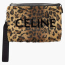 Celine Small Logo-Flocked Leopard-Print Faux for Pouch Natural/Black