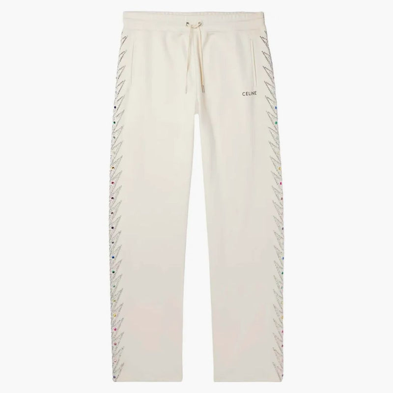 Celine Straight-ben utsmyckade Jersey Track Pants Cream