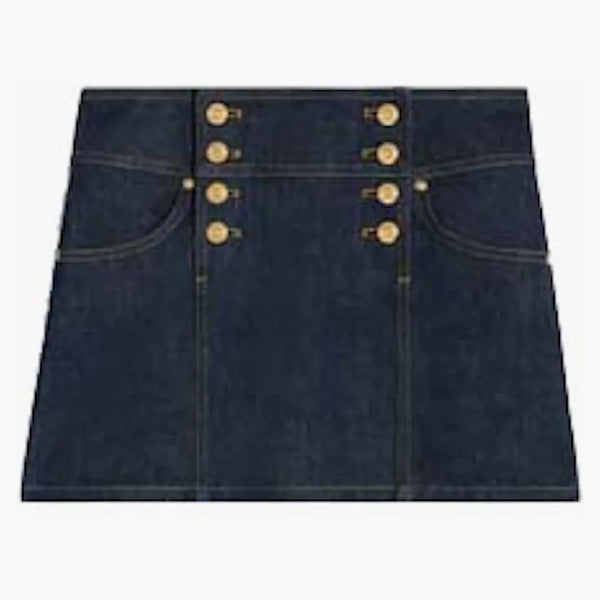 Celine trapeze sköljning tvättade denim minikjol sköljs