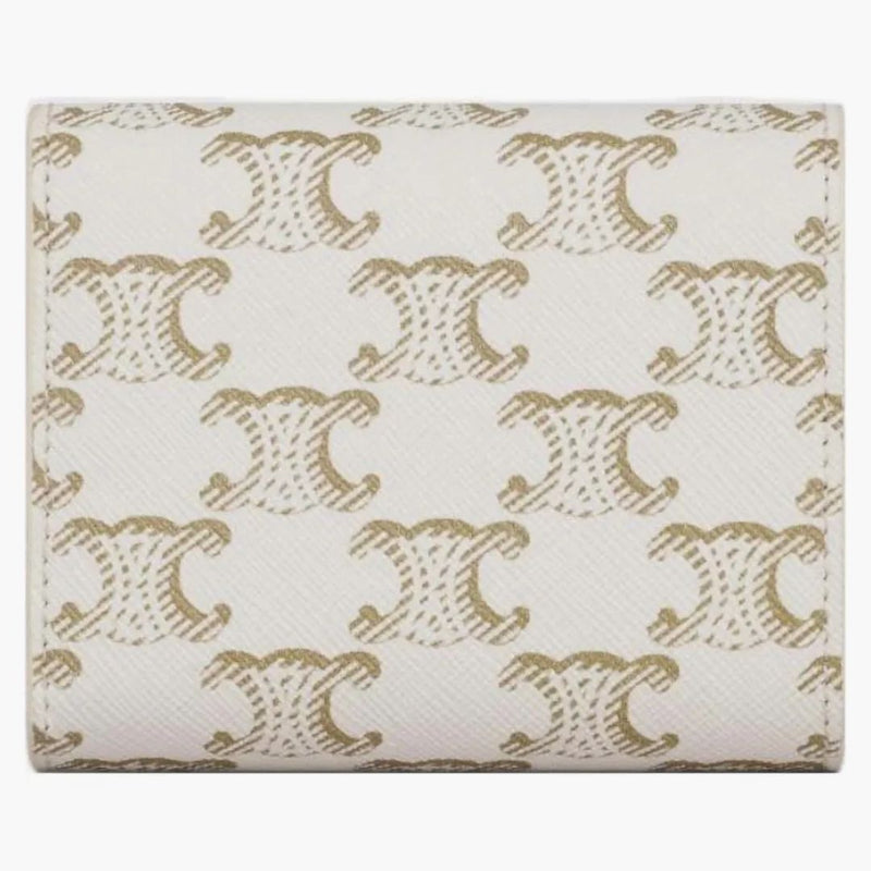 Celine triomphe canvas liten klaff plånbok vit