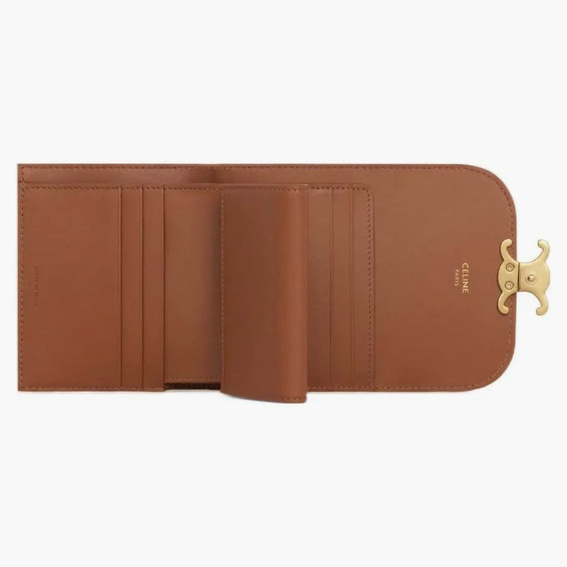 Celine triomphe canvas liten klaff plånbok vit