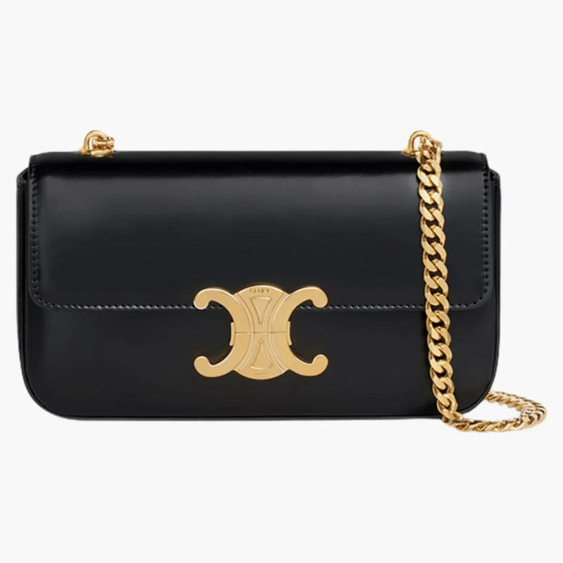 Celine Triomphe Chain Shoulder Bag Black