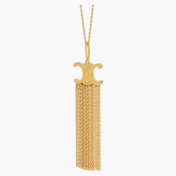 Celine Triomphe Folk franse Långt halsband i mässingshalsband i mässingguld