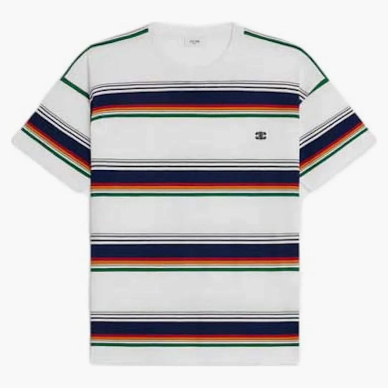 Celine Triomphe Loose Cotton Jersey T-shirt Off White/Multicolor