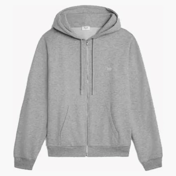 Celine triomphe lös bomull och kashmir hoodie grå melange/svart
