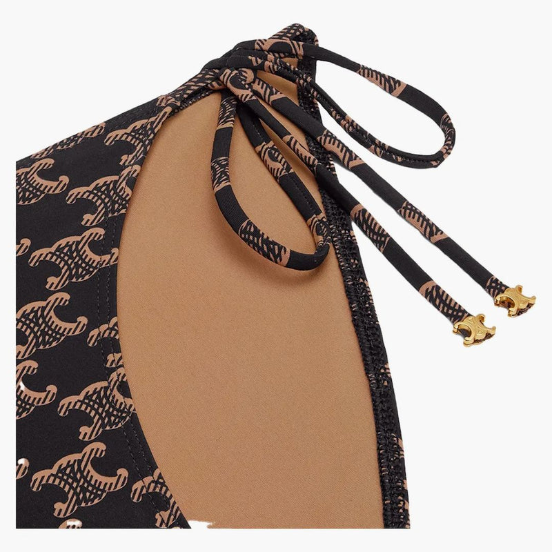 Celine Triomphe Metalwork in Monogram Matte Jersey Swim Bottom Toffee/Brown