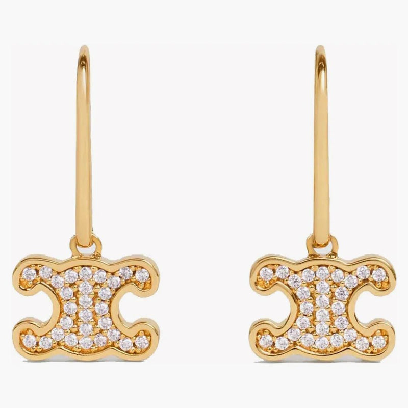 Celine Triomphe Rhinestone örhängen i mässing med guldfinish och kristaller guld