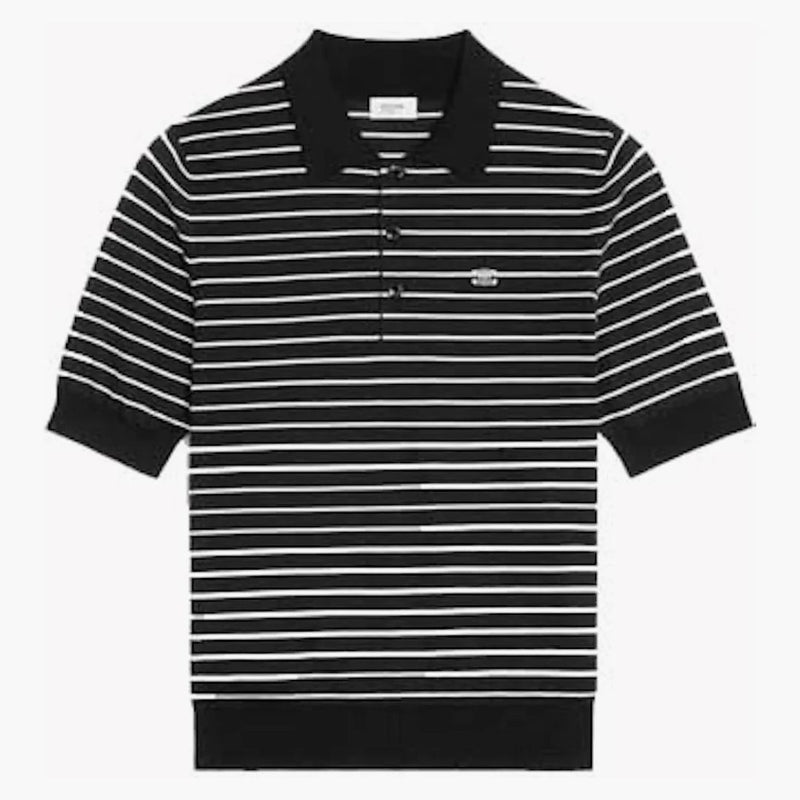 Celine triomphe randig fin polo svart/ecru