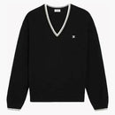 Celine Triomphe V-Neck Wool Sweater Black