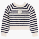 Celine (W) Embroidered Mariniere in Cotton Knit Cream/Navy