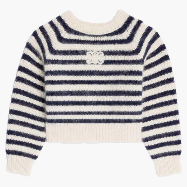 Celine (W) broderad mariniere i bomullstickkräm/marinblå