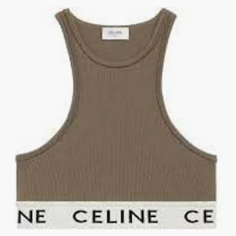 Celine (W) sportbh i atletisk stickad khaki/grädde