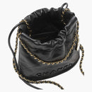 Chanel 22 Handbag Mini 23k Shined Grained Calfskin Black