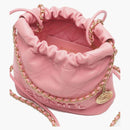 Chanel 22 Handbag Mini 23k Shined Calfskin Coral Pink
