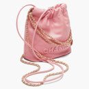 Chanel 22 Handbag Mini 23k Shined Calfskin Coral Pink