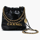 Chanel 22 Handbag Mini 23s Shiny Calfskin Black