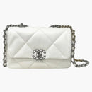 Chanel 22S Lambskin Chanel 19 Flap Bag Crossbody Bag Small White