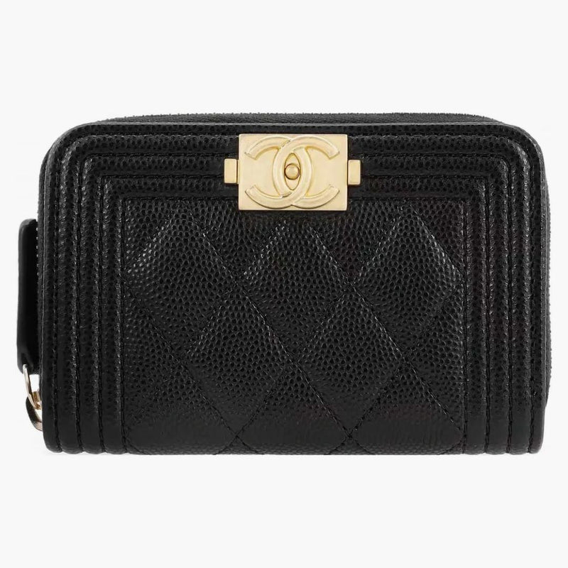 Chanel Boy Zipped Coin Purse Black/Gold