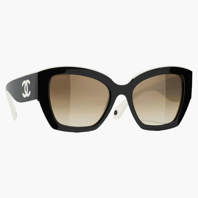 Chanel Butterfly solglasögon svart/vit/beige (6058 1656/51)