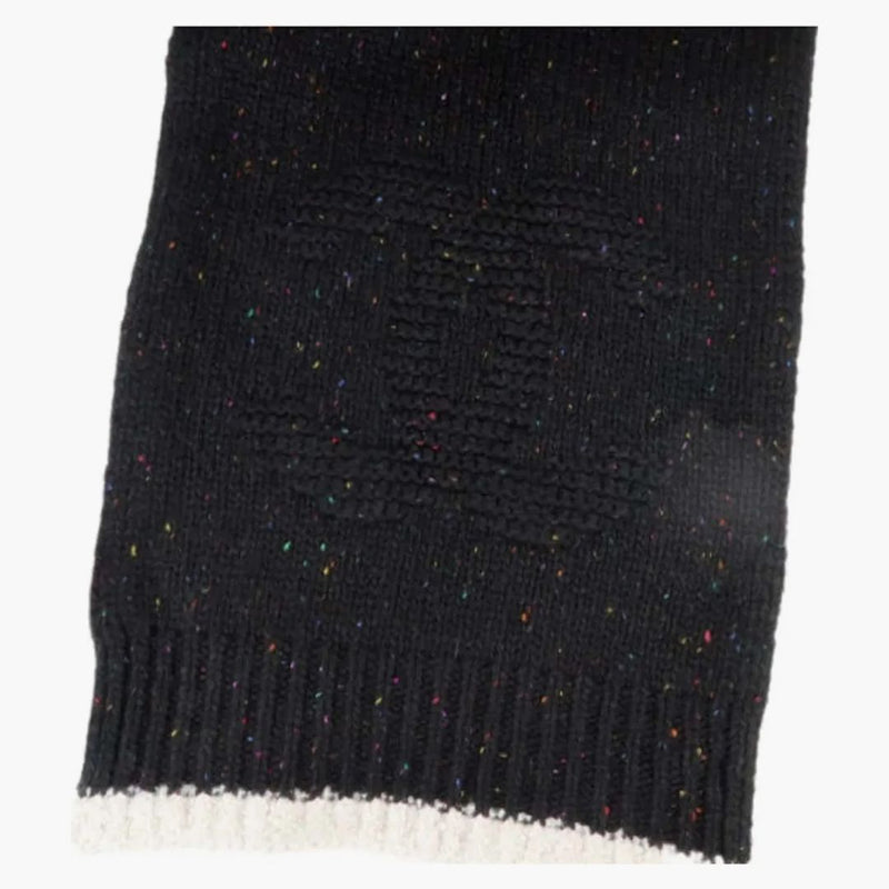 Chanel CC Logo Cashmere Scarf Black