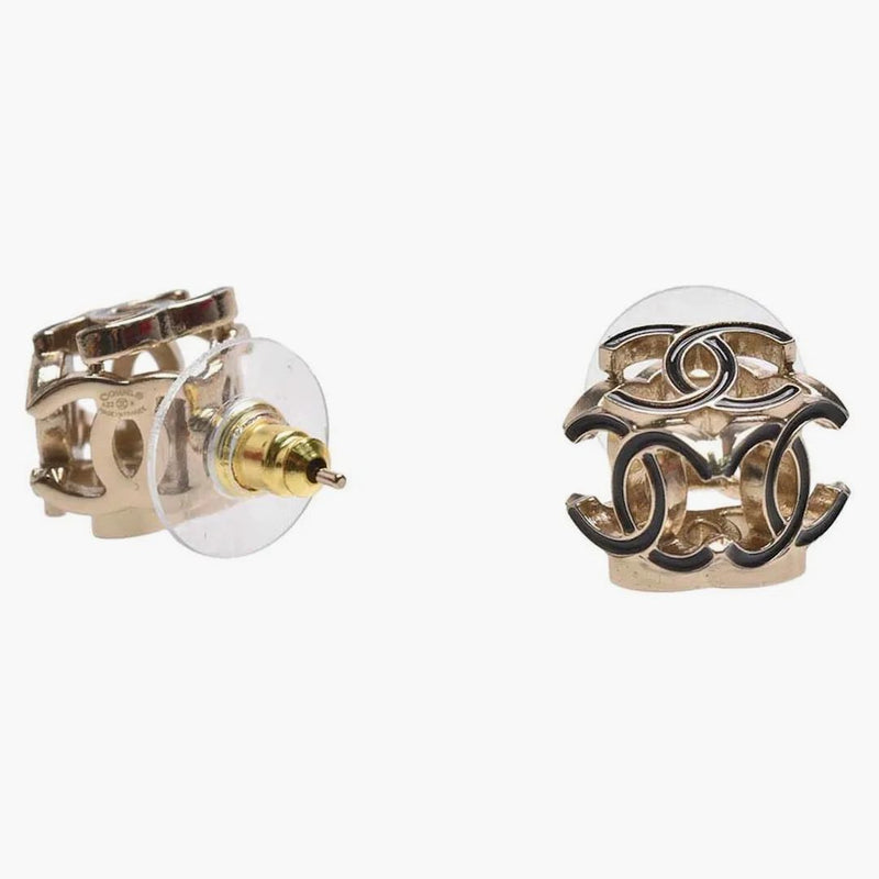 Chanel CC Logo Cube Earrings Gold/Black (AB9512)