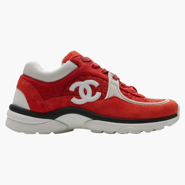 Chanel Red White Chanel CC Logo Low Top Red