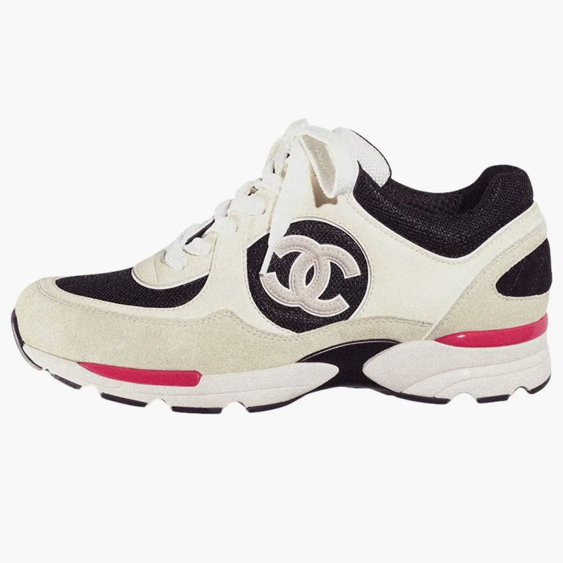 Chanel Cc Logo Trainer Ivory Black Beige (women's)
