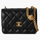 Chanel Camellia Adjusting Buckle Chain With Gold Cc Logo Mini Woc Black (ap3319-b10702-94305)