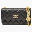Chanel Camellia Adjusting Buckle Chain With Gold Cc Logo Phone Holder Shoulder Bag Black (ap3298-b10702-94305)