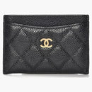 Chanel Classic Card Holder Quilted Caviar Gold-tone Black