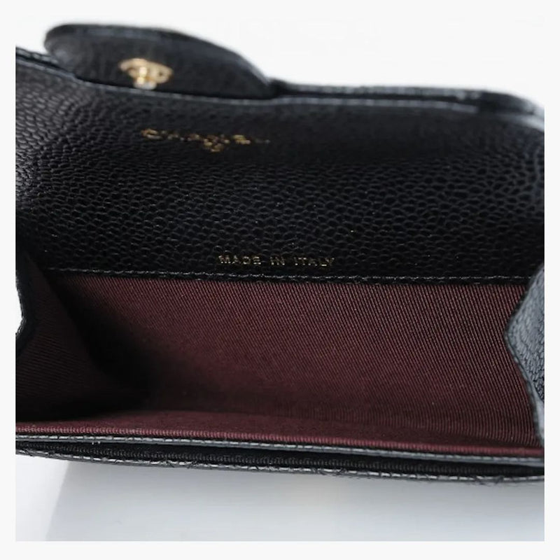 Chanel Card Holder Quilted Diamond Black/Burgundy