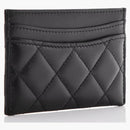 Chanel držák karty prošívaná diamantová jehňata černá