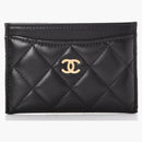 Chanel držák karty prošívaná diamantová jehňata černá