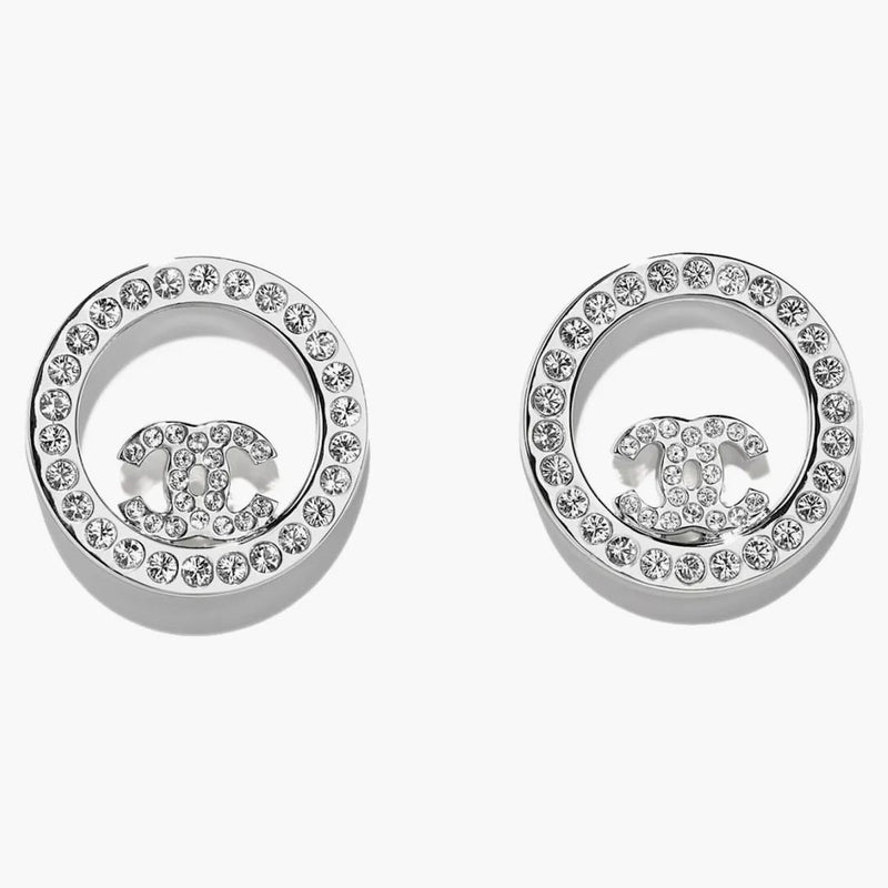 Chanel Classic Earrings Silver/crystal