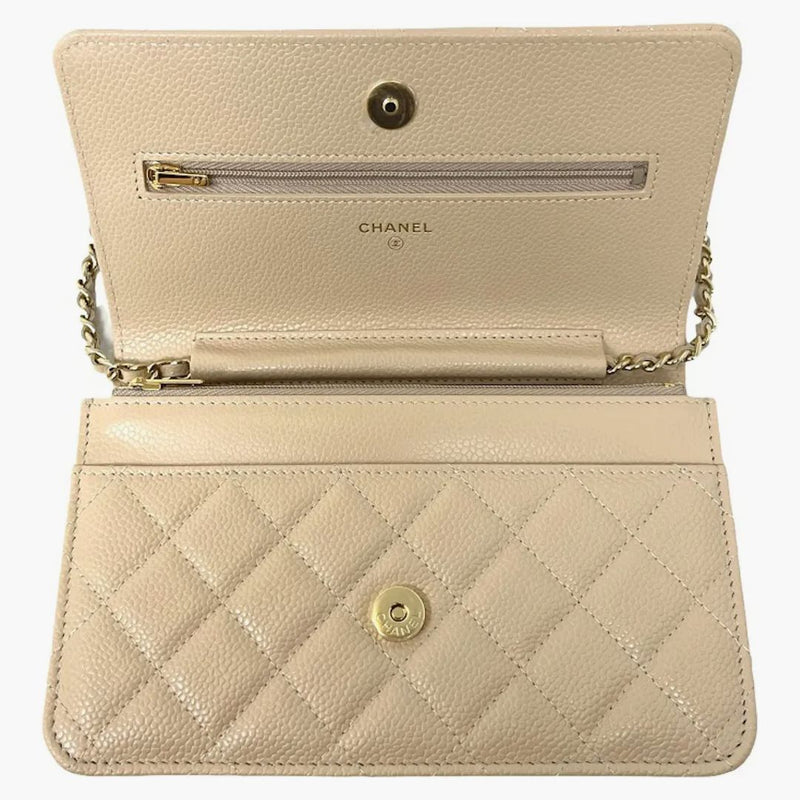 Chanel Classic Quilded Woc Crossbody Bag Beige