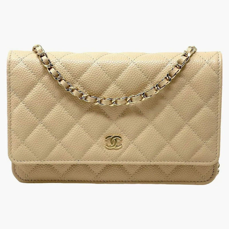 Chanel Classic Quilded Woc Crossbody Bag Beige