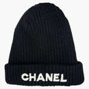 Chanel Cloche White Sequin Letter Logo Beanie Aa8446 Black