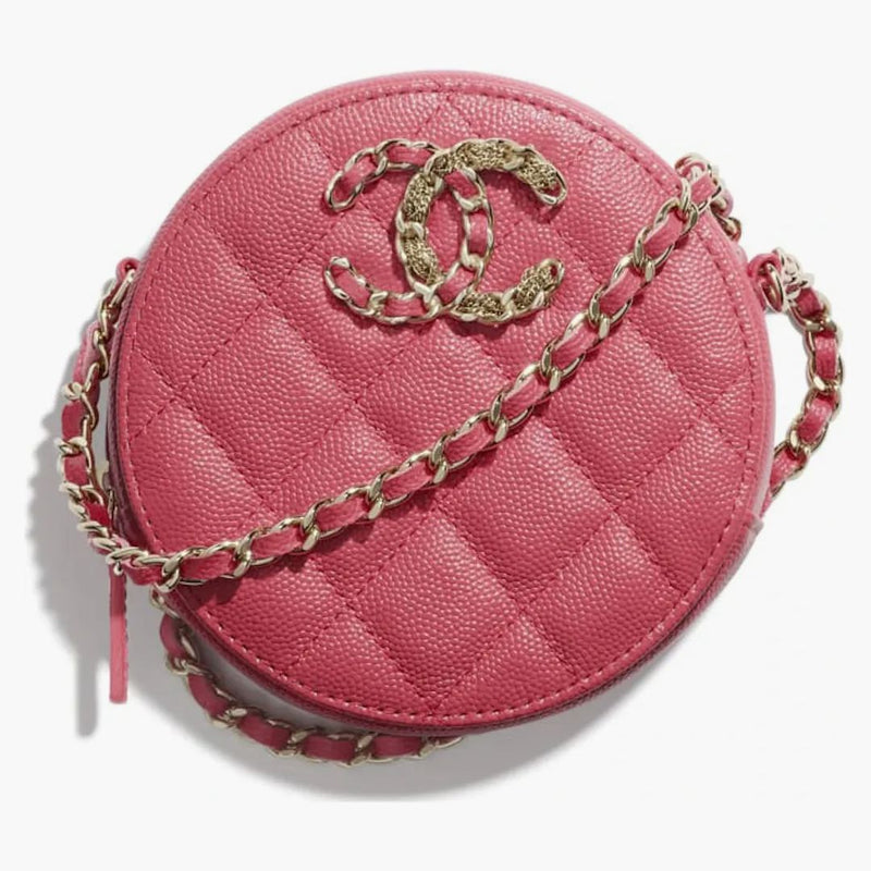 Chanel Clutch with Chain Grained Calfskin Gold-Tone Pink