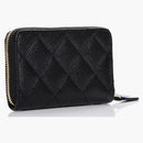 Chanel Zip Coin Purse Quilted Caviar Gold-tone Black