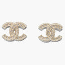 Chanel Crystal Cc Gold Stud Earrings Gold