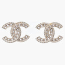 Chanel Crystal Timeless CC Earrings Light Gold