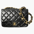 Chanel Flap Bag with Chunky Chain Strap Large 22S Lambskin Black