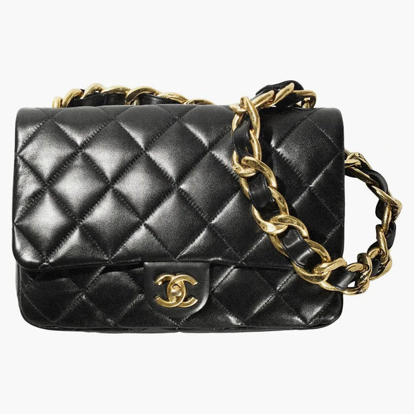 Chanel Flap Bag med Chunky Chain Strap Large 22s Lambskin Black