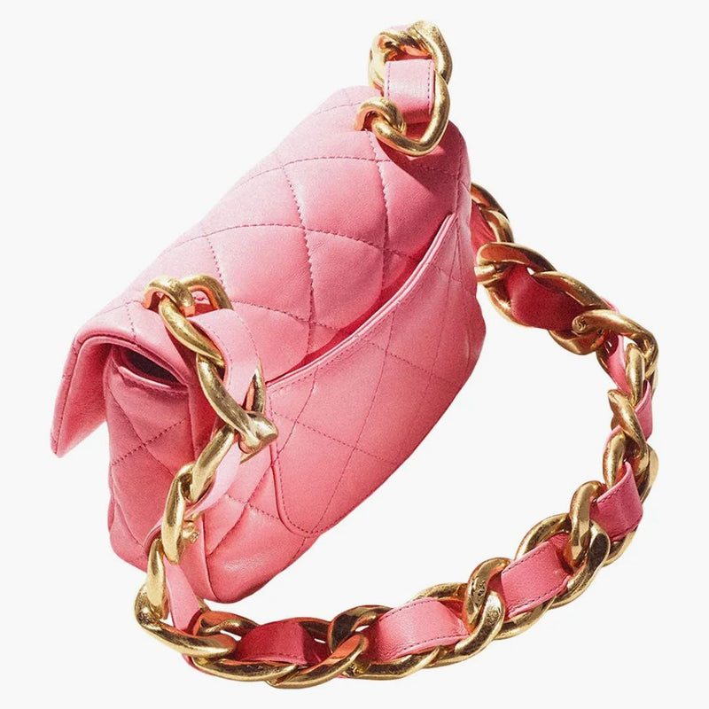 Chanel Flap Bag s robustní řetězový popruh Mini 22s Lonbskin Coral Pink