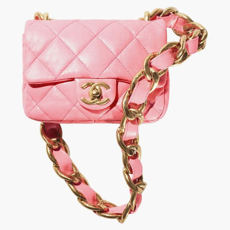 Chanel Flap Bag s robustní řetězový popruh Mini 22s Lonbskin Coral Pink