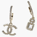 Chanel Glass and Strass Metal Earrings Glass Pearls Gold